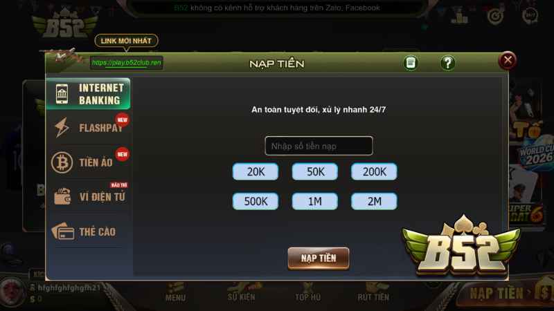 Hướng dẫn nạp rút tiền B52 Club