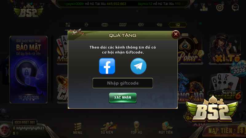 Hướng dẫn nhập Giftcode B52 Club mới nhất